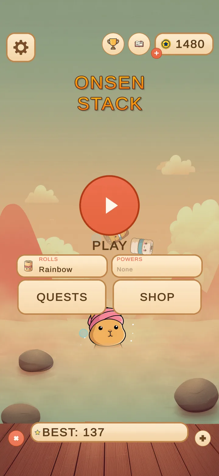 The menu — play, challenges, shop
