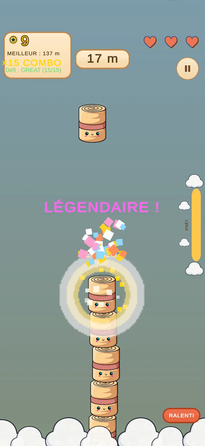 Pose LÉGENDAIRE : confettis et jauge de maîtrise